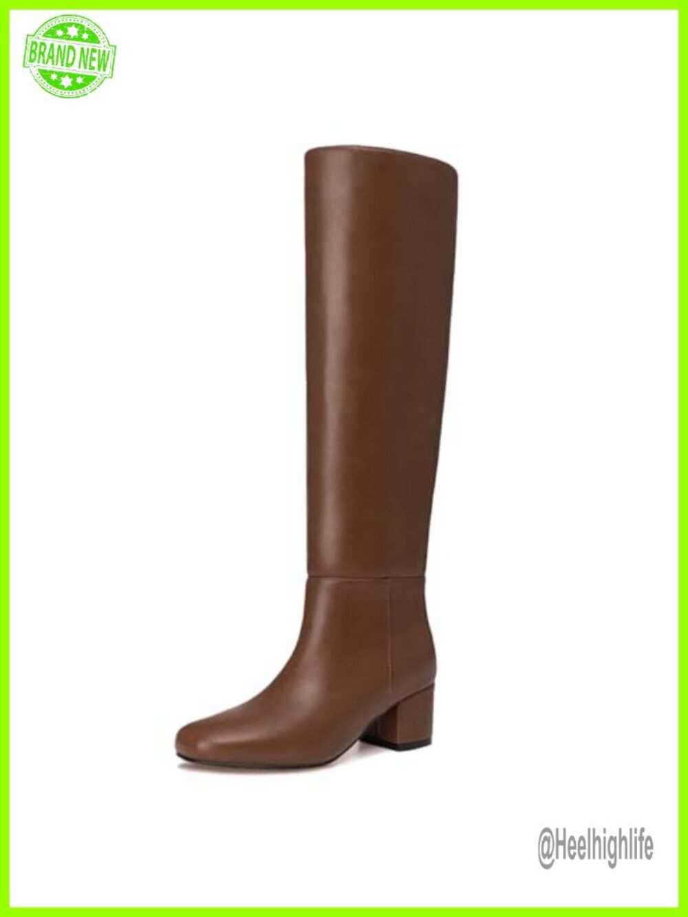 Knee High Boots Women Chunky Block Heel 1.97in Square Toe Soft PU Upper